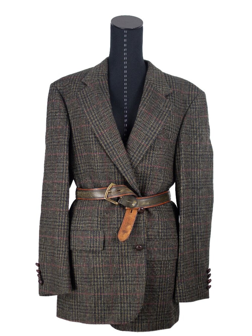 Wool Plaid Blazer | Robert Stock | Size 38R | Dark Green Plaid